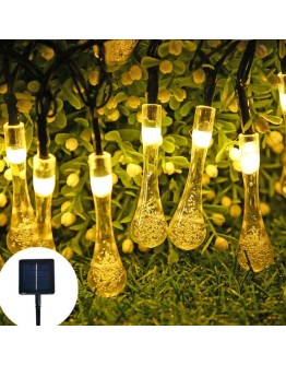 10 Led 2 Metre Sarı Kristal Su Damlası Güneş Enerjili Led Işık Solar Bahçe Ağaç Lamba Aydınlatması