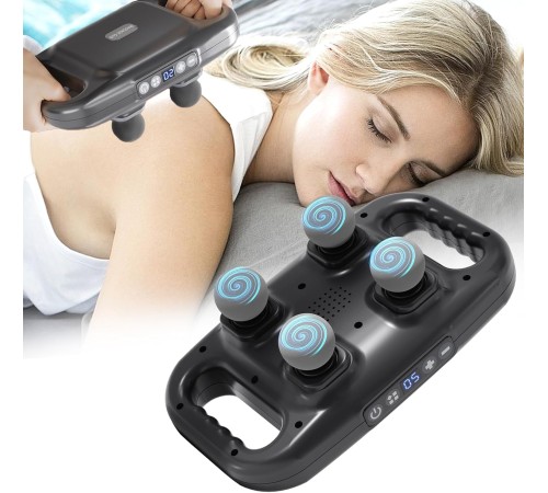 4 Başlıklı Masaj Tabancası - Ergonomik Derin Doku Sırt ve Boyun Masaj Aleti Ağrı ve Sızı Giderici