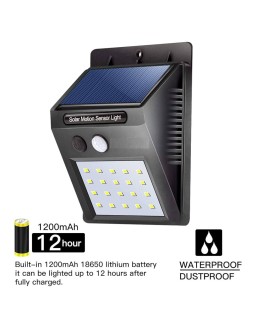 20 Ledli Hareket Sensörlü Dış Mekan Solar Lamba