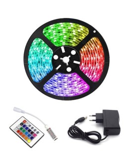 Rgb Şerit 5 Metre 16 Renkli Kumandalı Adaptörlü Çift Taraflı Bant