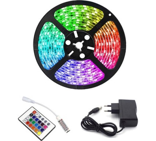 Rgb Şerit 5 Metre 16 Renkli Kumandalı Adaptörlü Çift Taraflı Bant