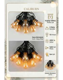 5 Metre Sabit Yanan Modlu 10 Ampul Parti Organizasyon Iç & Dış Mekan 2700K LED Aydınlatma Uzatma Fişli