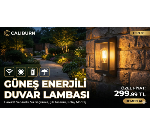 Güneş Enerjili Bahçe Aydınlatması Aplik Dekor Solar Ve Sensörlü Bahçe Balkon ve Garaj Lambası