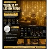 3 Metre Perde LED Işık Zinciri - Yıldız ve Ay Figürlü, Sarı Işık, Uç Uca Eklenebilir
