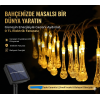 10 Led 2 Metre Sarı Kristal Su Damlası Güneş Enerjili Led Işık Solar Bahçe Ağaç Lamba Aydınlatması