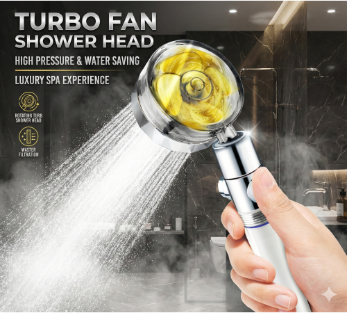 Duş Başlığı Turbo Pervaneli Serinletici Tasarım Duş Başlığı Turbo Pervaneli Serinletici Tasarım