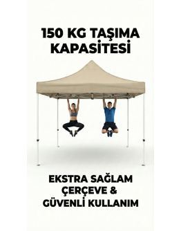 3x3 Metre Gazebo Tente - Su Geçirmez, UV Korumalı, Hızlı Kurulum, Dayanıklı Katlanabilir Çardak (Kare Profil)