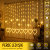 3 Metre 8 Modlu Kalp Perde LED Işık - Sarı (Sıcak Beyaz) Işık Dekoratif Işıklandırma Oda Dekoru