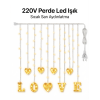 3 Metre Perde Led Işık - 8 Modlu Kalp ve LOVE Figürlü Dekoratif Animasyonlu Led 3 Metre Perde Led Işık - 8 Modlu Kalp ve LOVE Figürlü Dekoratif Animasyonlu Led
