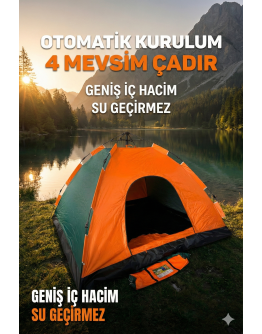 Otomatik Kurulumlu Kamp Çadırı 6 Kişilik (220x250x150)cm