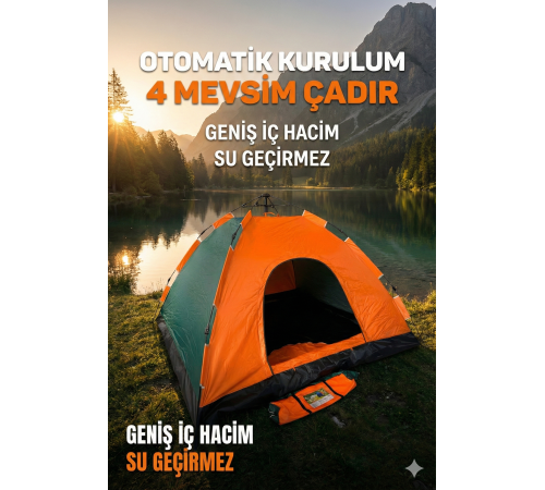 Otomatik Kurulumlu Kamp Çadırı 6 Kişilik (220x250x150)cm