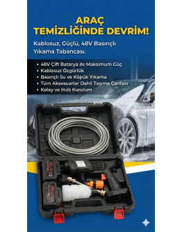 48V Şarjlı Çift Bataryalı Taşınabilir Basınçlı Oto Yıkama Bahçe Sulama Tabancası