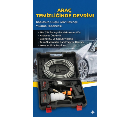 48V Şarjlı Çift Bataryalı Taşınabilir Basınçlı Oto Yıkama Bahçe Sulama Tabancası 48V Şarjlı Çift Bataryalı Taşınabilir Basınçlı Oto Yıkama Bahçe Sulama Tabancası