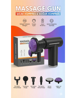 Sıcak Ve Soğuk Terapili Masaj Tabancası - Şarjlı Isıtmalı Masaj Cihazı - Sporcu Masaj Aleti