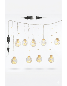 3 Metre 10 Toplu Perde LED Işık - Gün Işığı Şeffaf Dekoratif Aydınlatma - 8 Fonksiyonlu Led