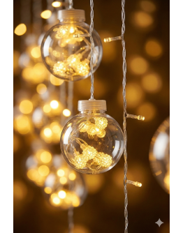 3 Metre 10 Toplu Perde LED Işık - Gün Işığı Şeffaf Dekoratif Aydınlatma - 8 Fonksiyonlu Led